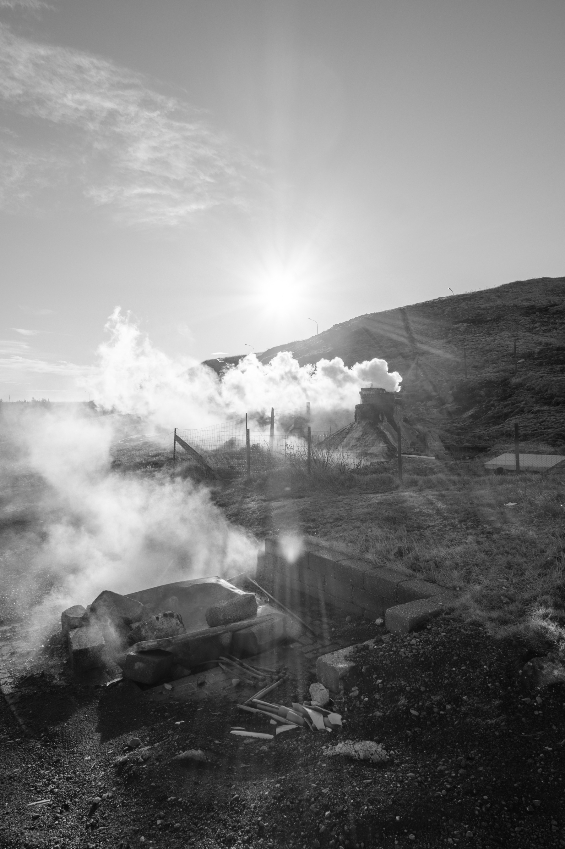 Some of the vents installed in the geothermally active area that Hveragerði is built on and where the town gets its name. “Hveragerði” lit. town of geysers.