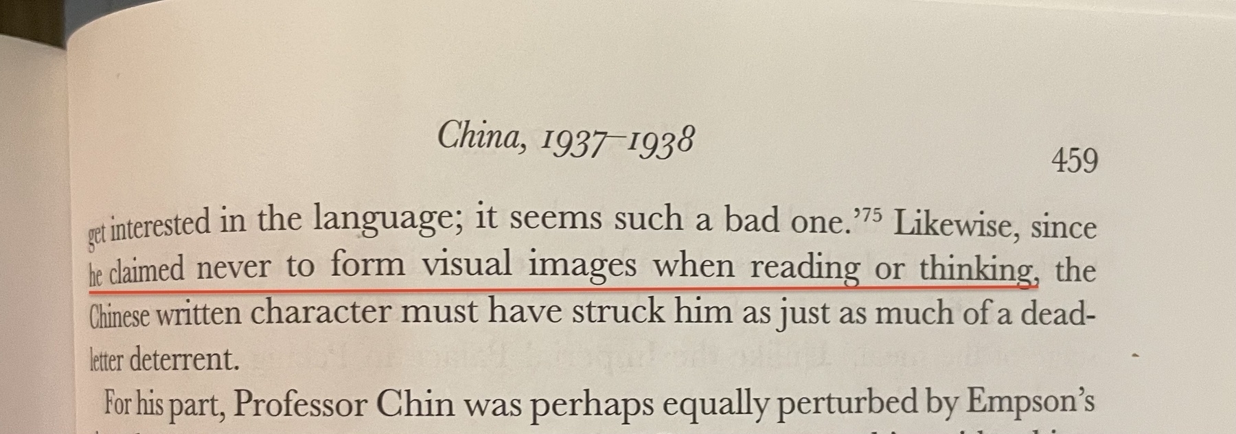 Empson claimed never to form visual images when reading or thinking