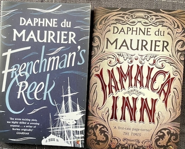 Front covers of Virago paperback editions of Daphne du Maurier’s Frenchman’s Creek and Jamaica Inn