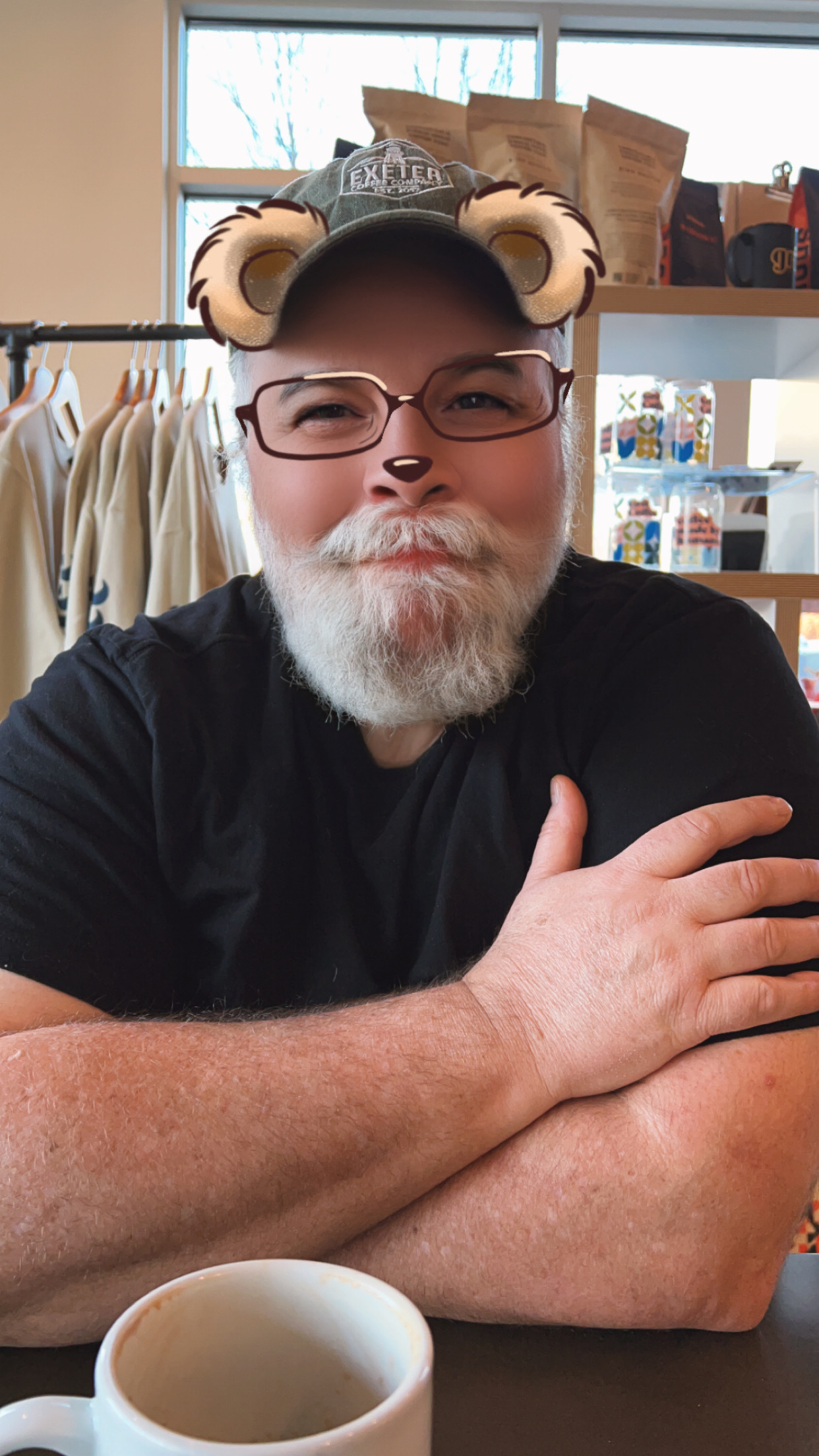 A picture of me with a bear filter applied. 