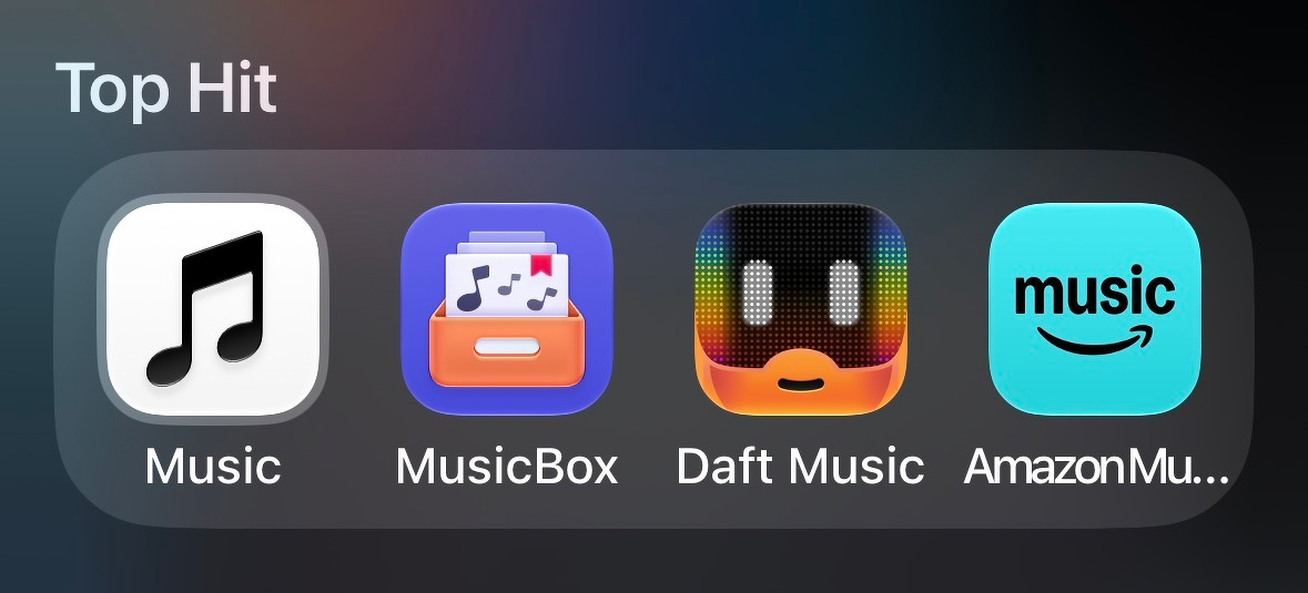 Screenshot of the newly updated iOS Music icon. It’s white! 😱😲