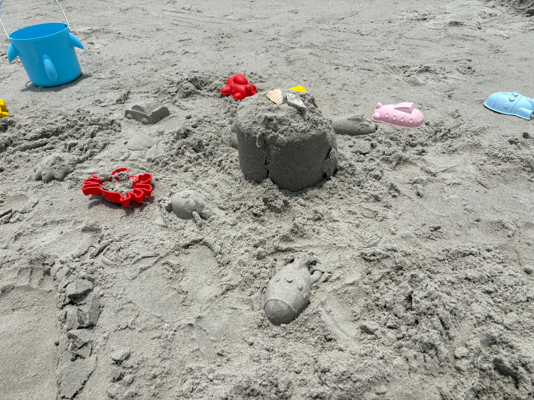 The beginnings of a sand castle.