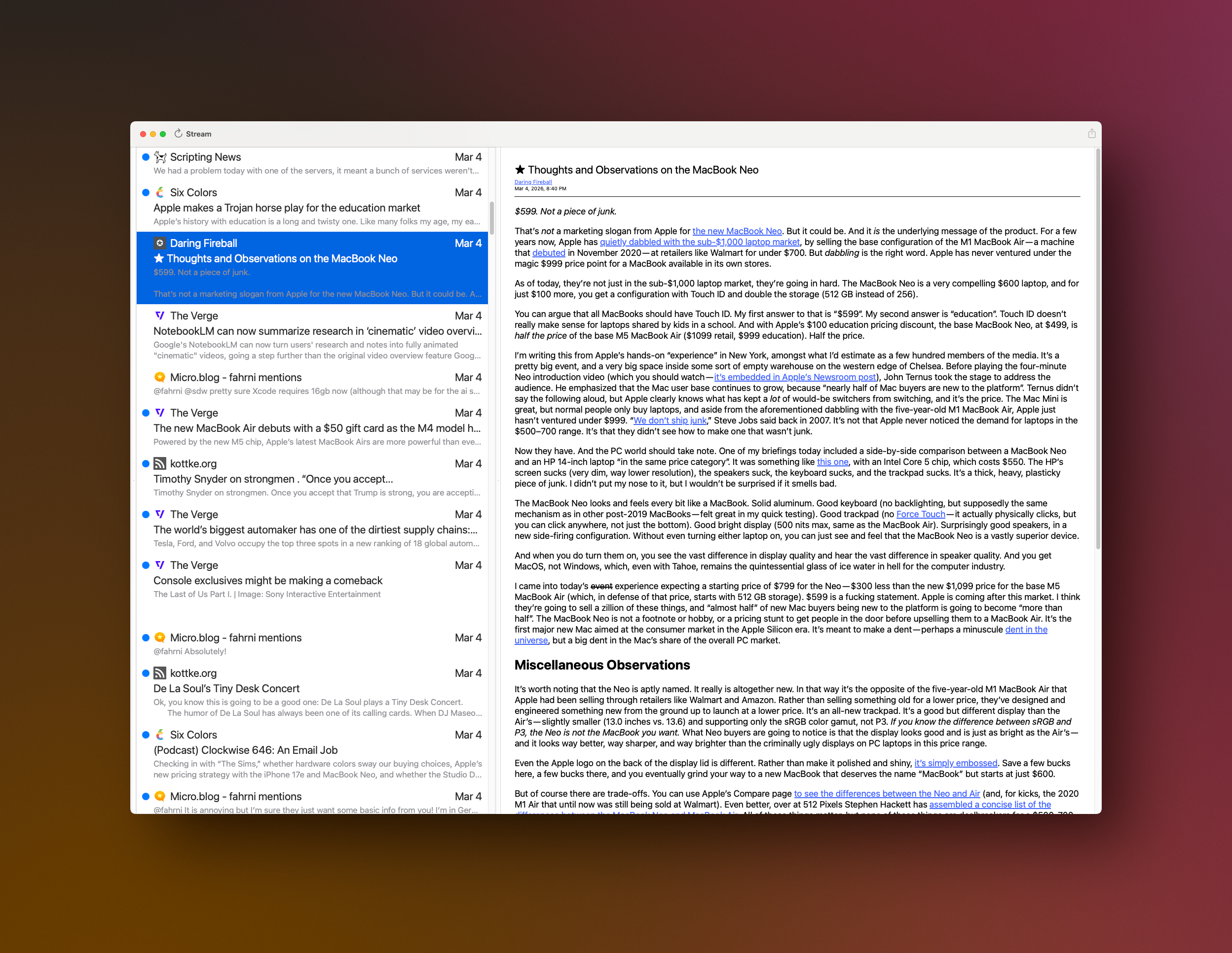 Classic Stream Timeline View