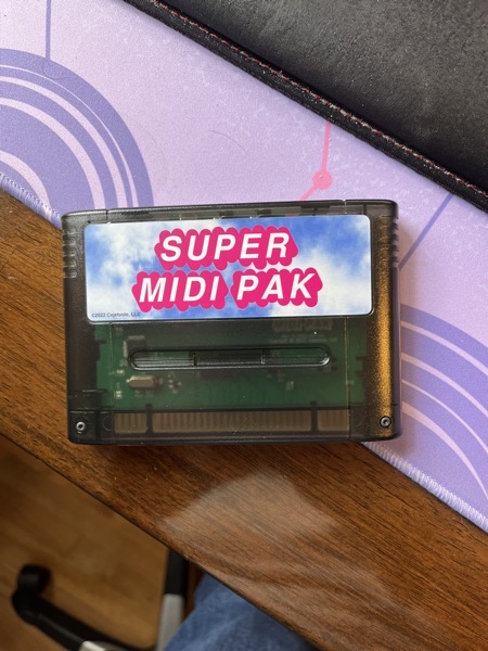 A photof of a SuperMIDIPak cartridge