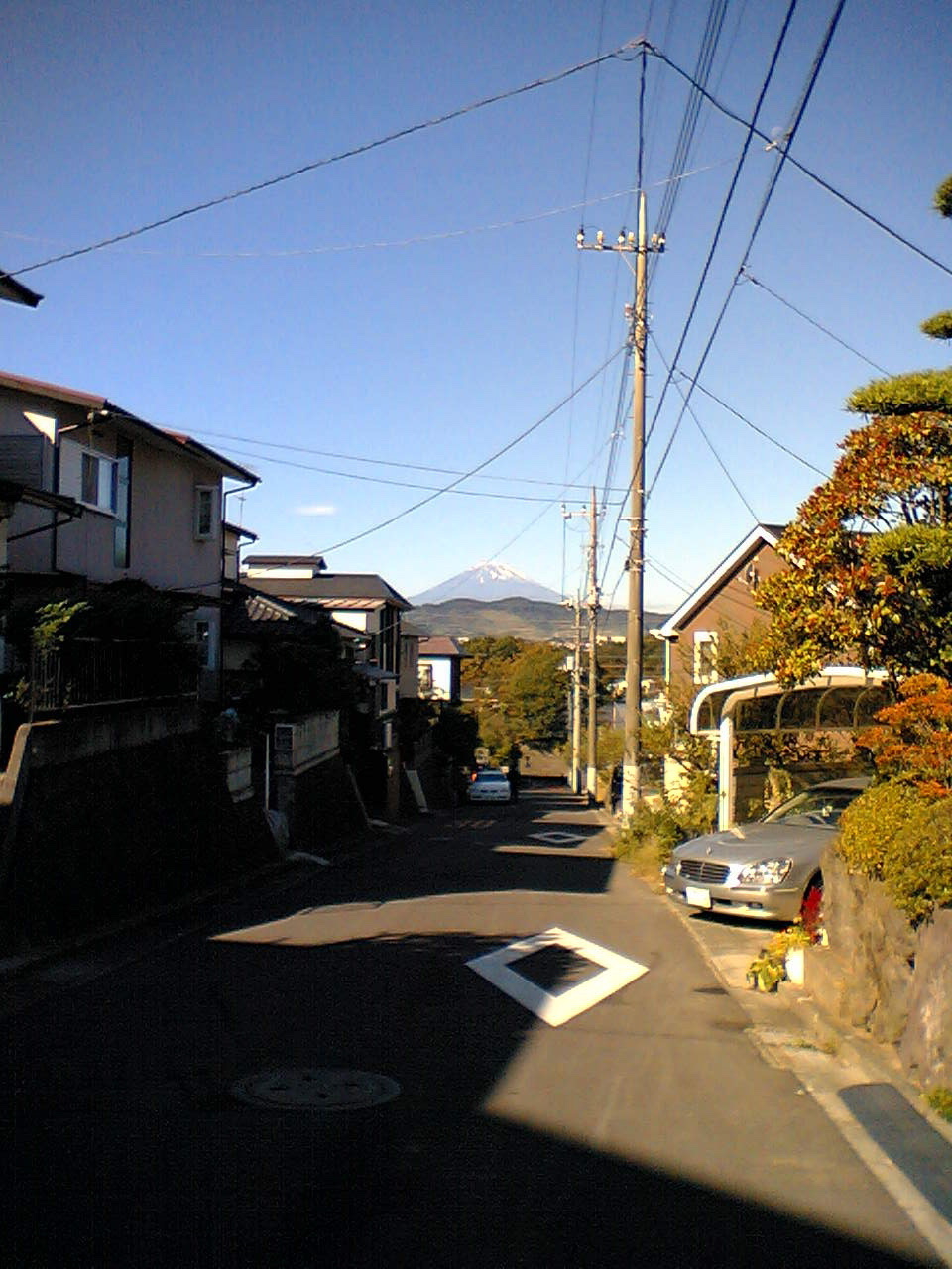 Mt. Fuji from street in Ninomiya, Japan