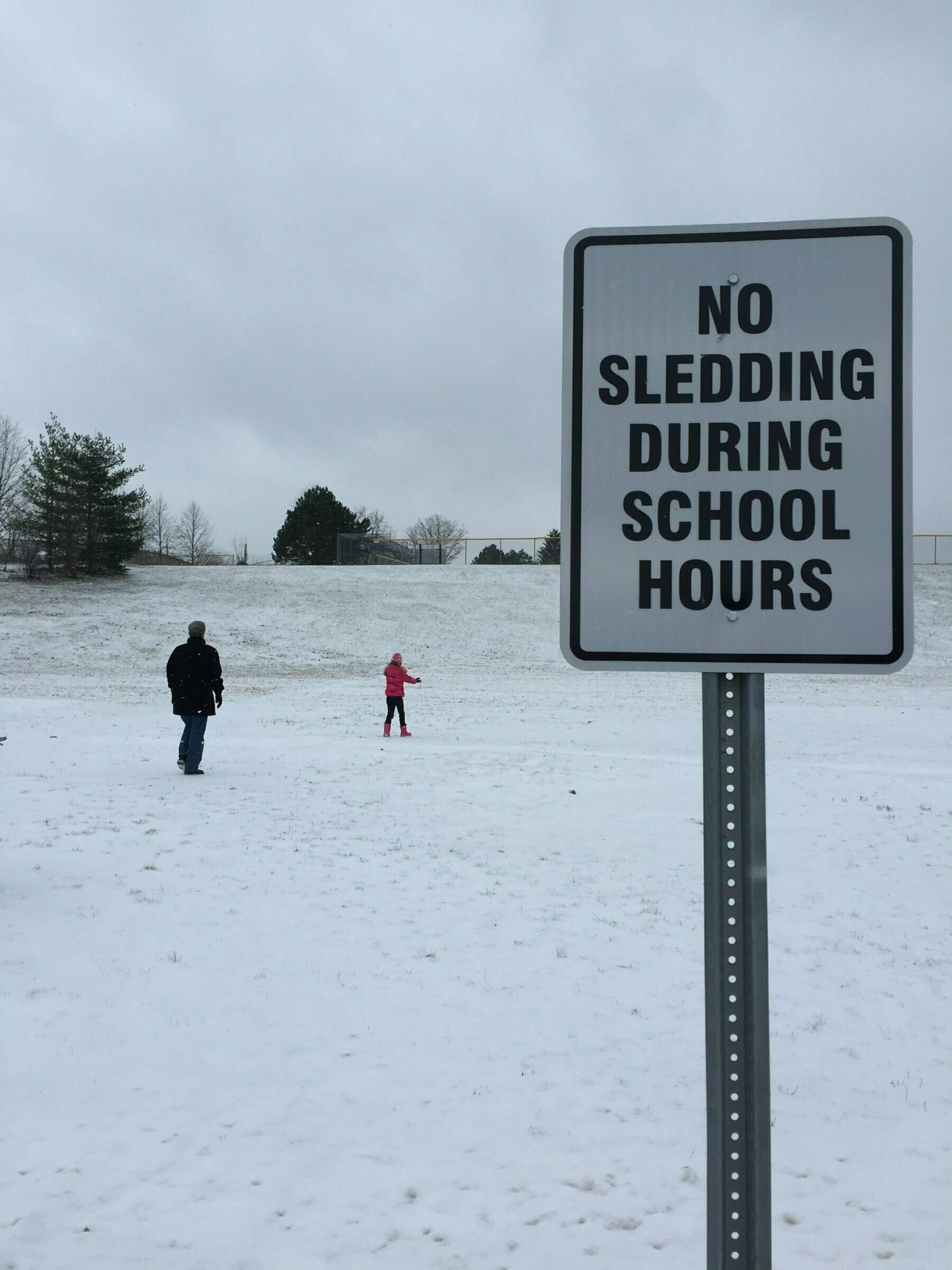 no sledding during school hours