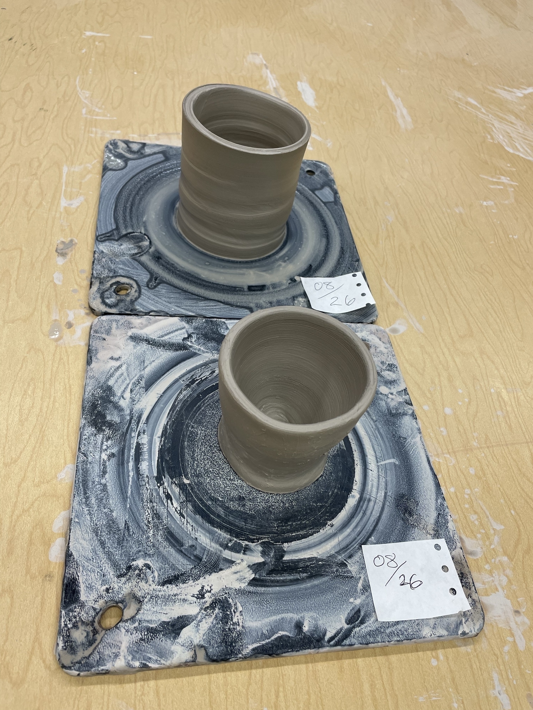 two finished clay pots
