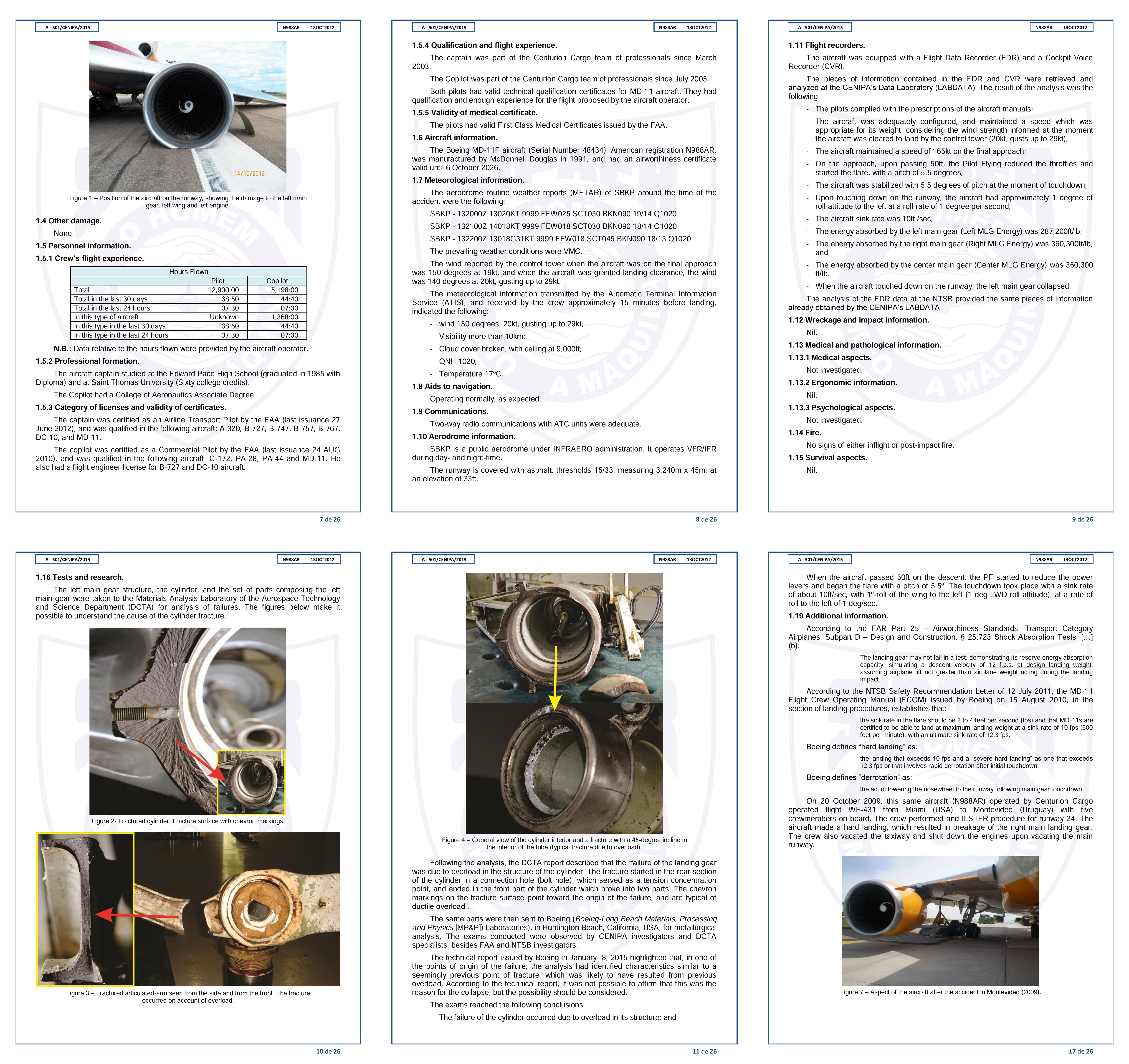 Six pages contain technical documentation with images and diagrams related to aircraft components and maintenance.