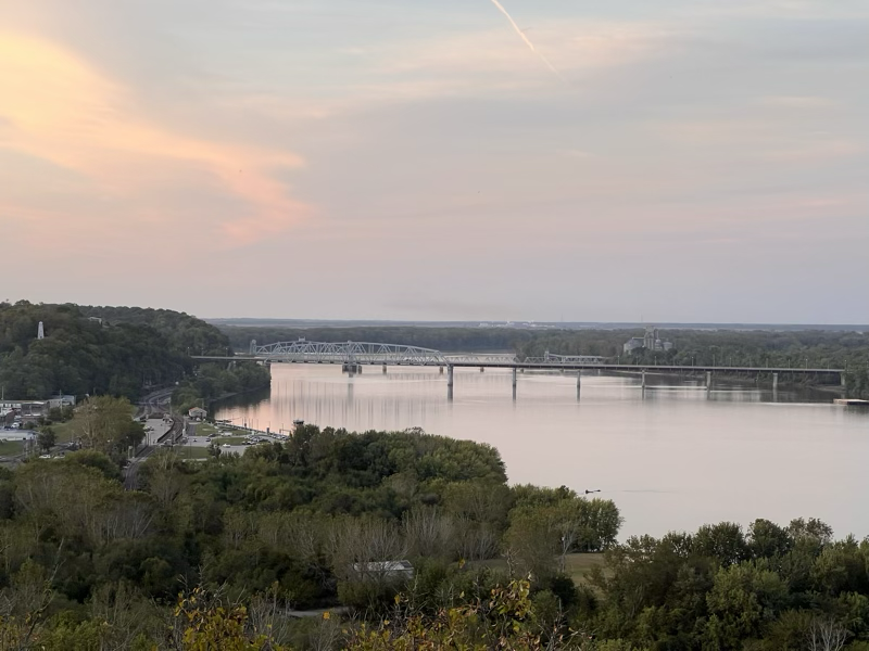 The Mississippi and Hannibal MO near sunset