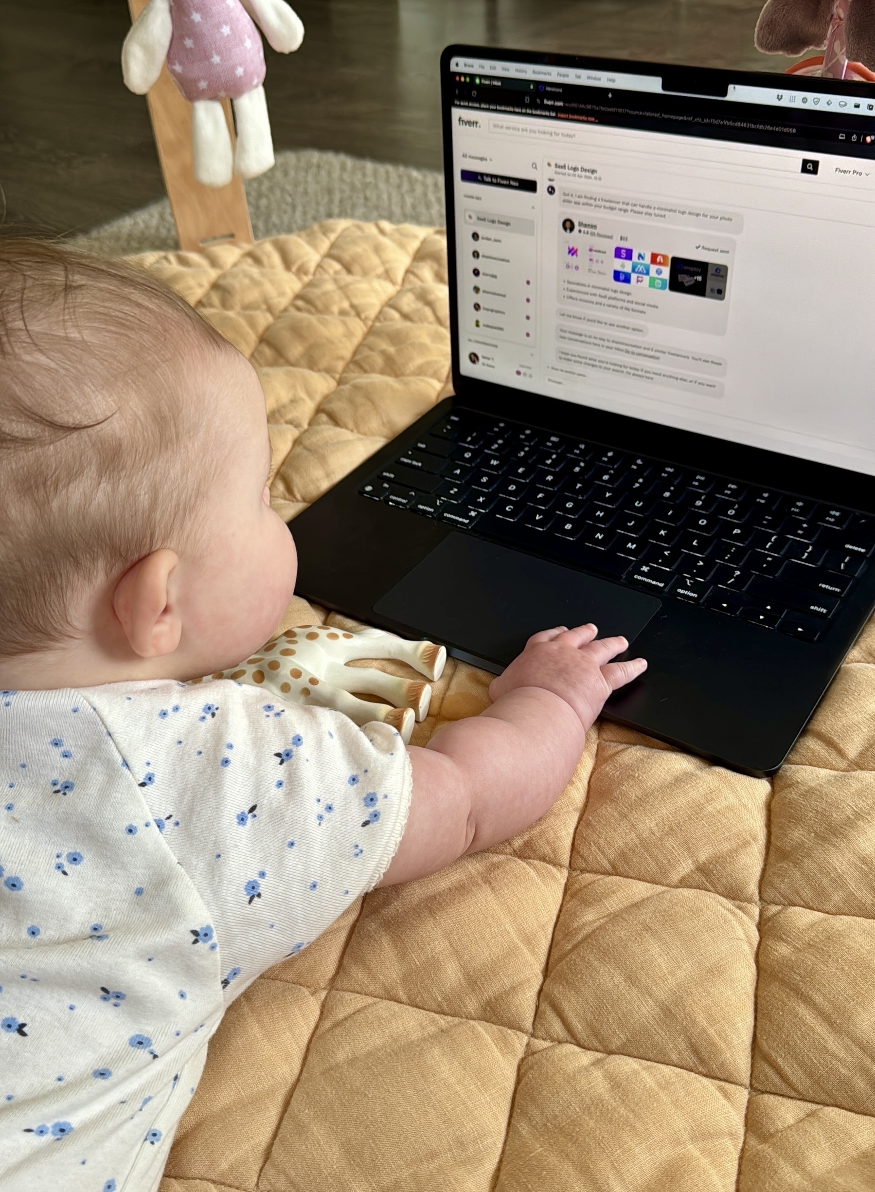 Baby using a laptop