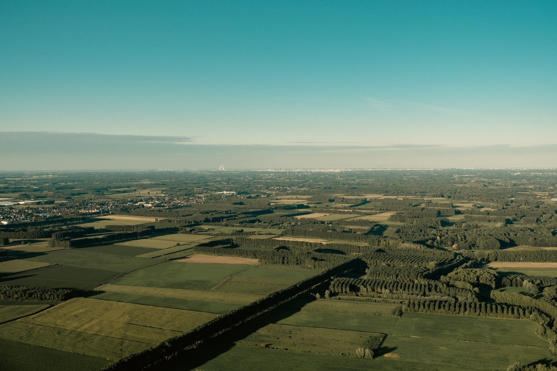 View of Belgium from the balloon, with Antwerp at the horizon