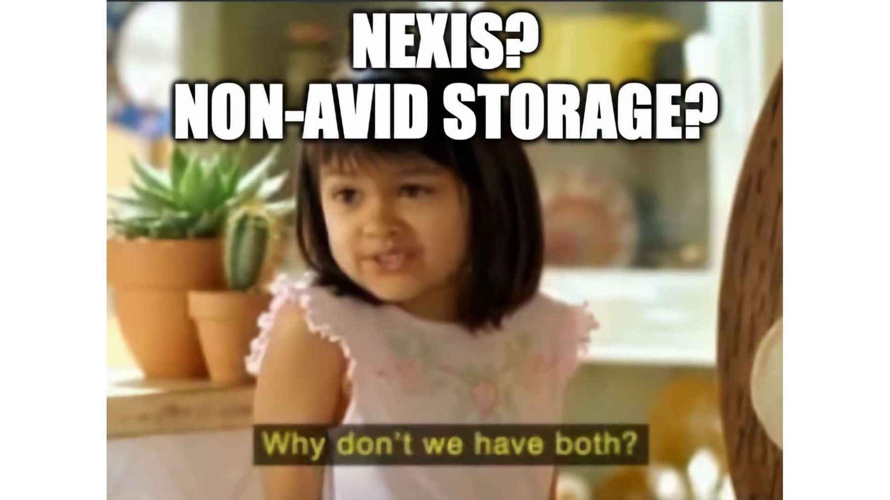 NEXIS? Non-Avid Storage? Why don't we have both?