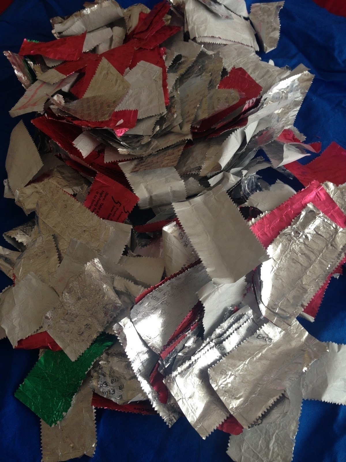 A pile of gum wrappers