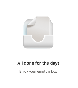 Microsoft Outlook empty inbox image that says "All done for the day!"