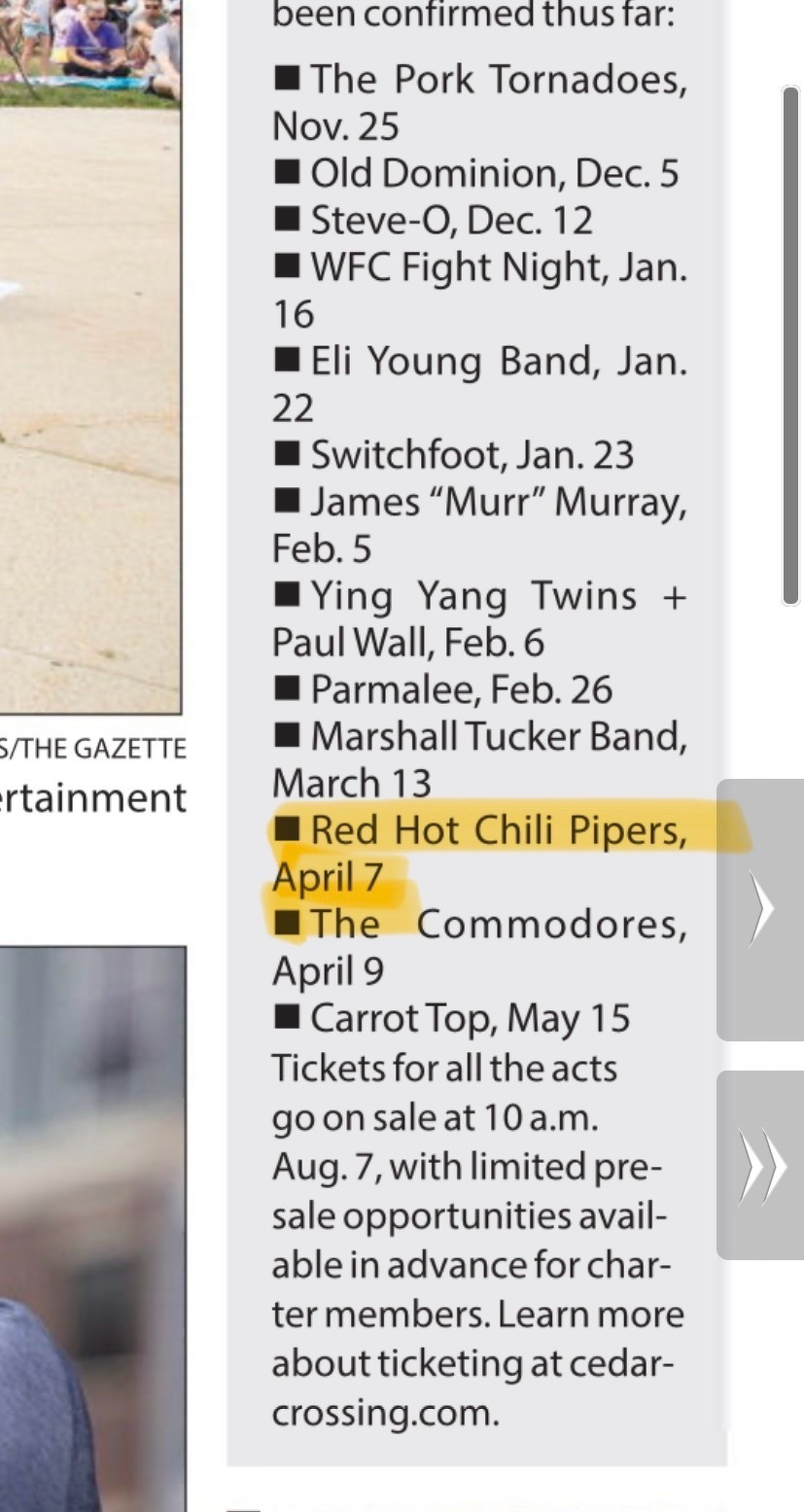 Inside page: oh, it’s actually the Red Hot Chili PIPERS. 