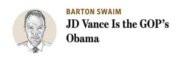 Screenshot of a WSJ Op-Ed headline titled "JD Vance Is The GOP's Obama"