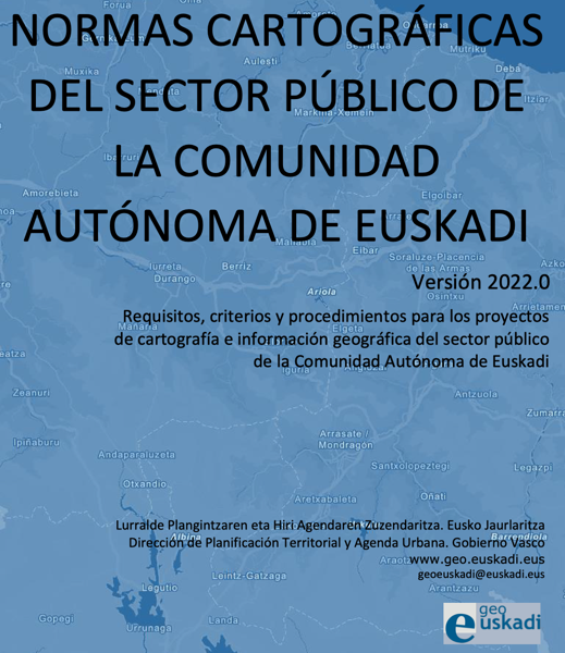 Portada de las normas cartográficas del sector público de Euskadi