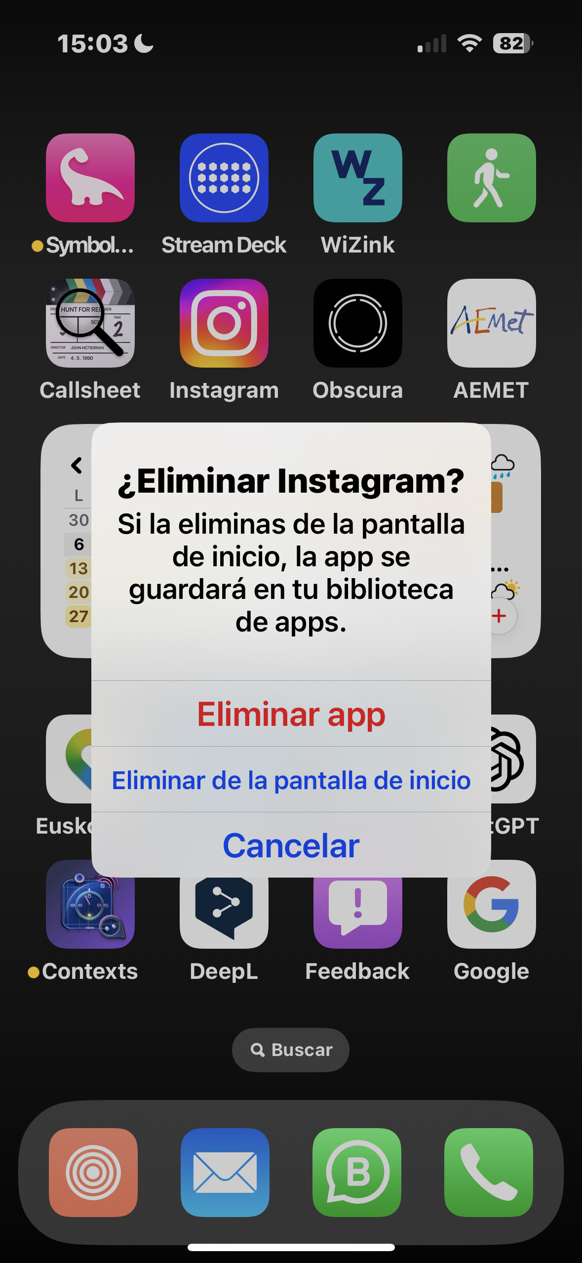 ¿Quieres eliminar la app o solo quitarla de la pantalla de inicio?