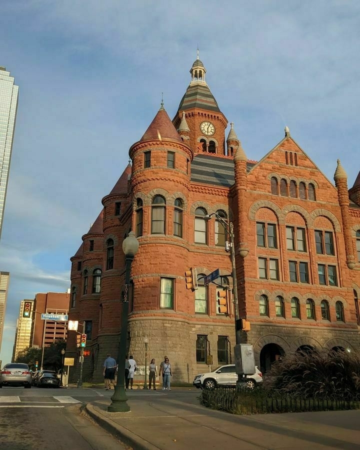 Old Red Courthouse. A red stone Romanesque-style building.