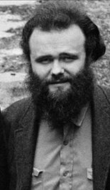 Black and white photo of the musician Garth Hudson of The Band