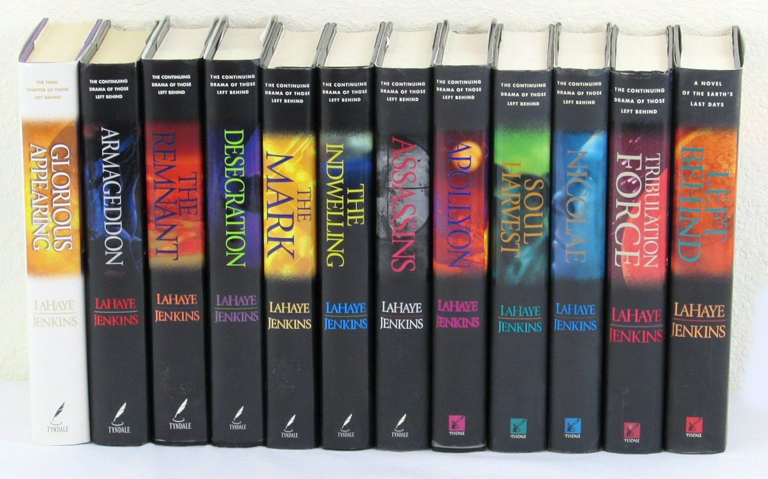 Spines of the books in the Left Behind series