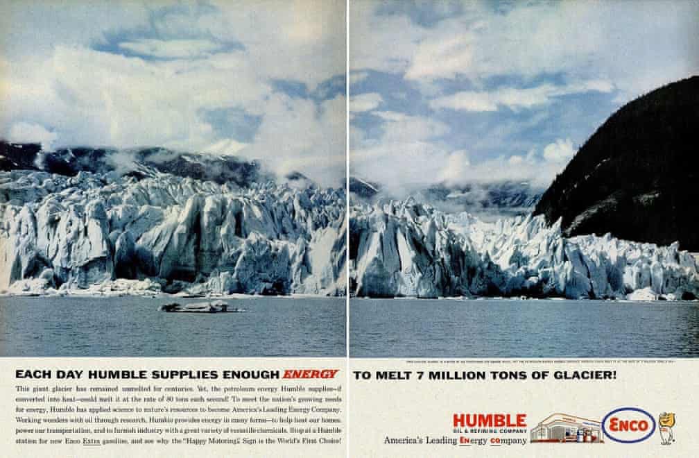 An advert saying Each day Humbles supplies enough energy to melt 7 million tons of glaciers.