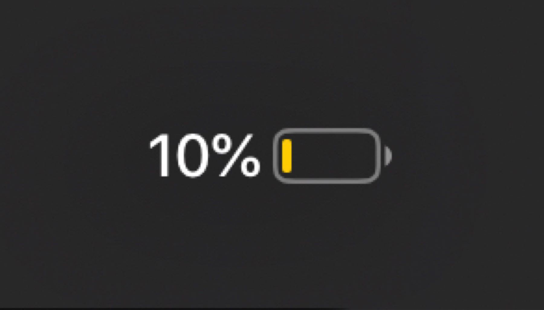 The battery meter showing 10% remaining. 