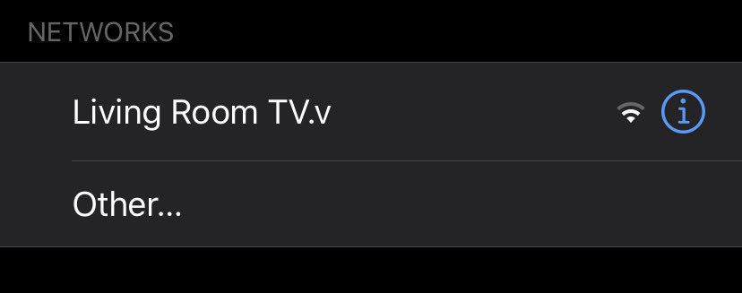 A non-password protected network called Living Room TV.v