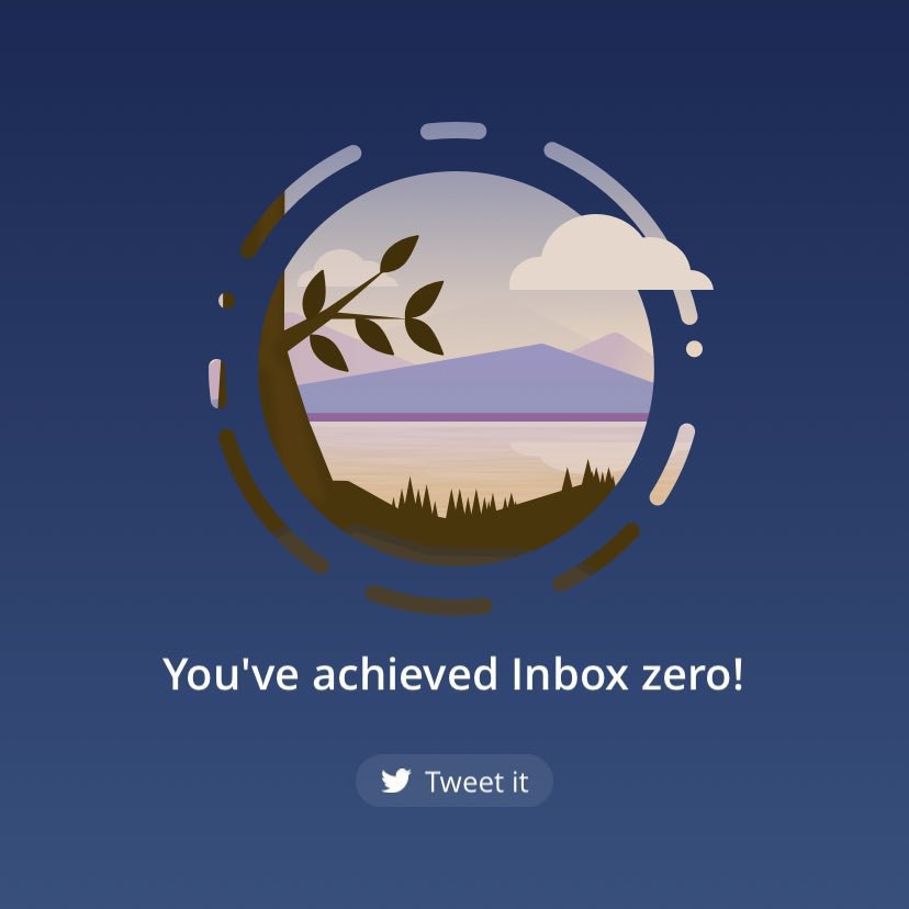A screenshot of my mail app saying I've reached Inbox Zero