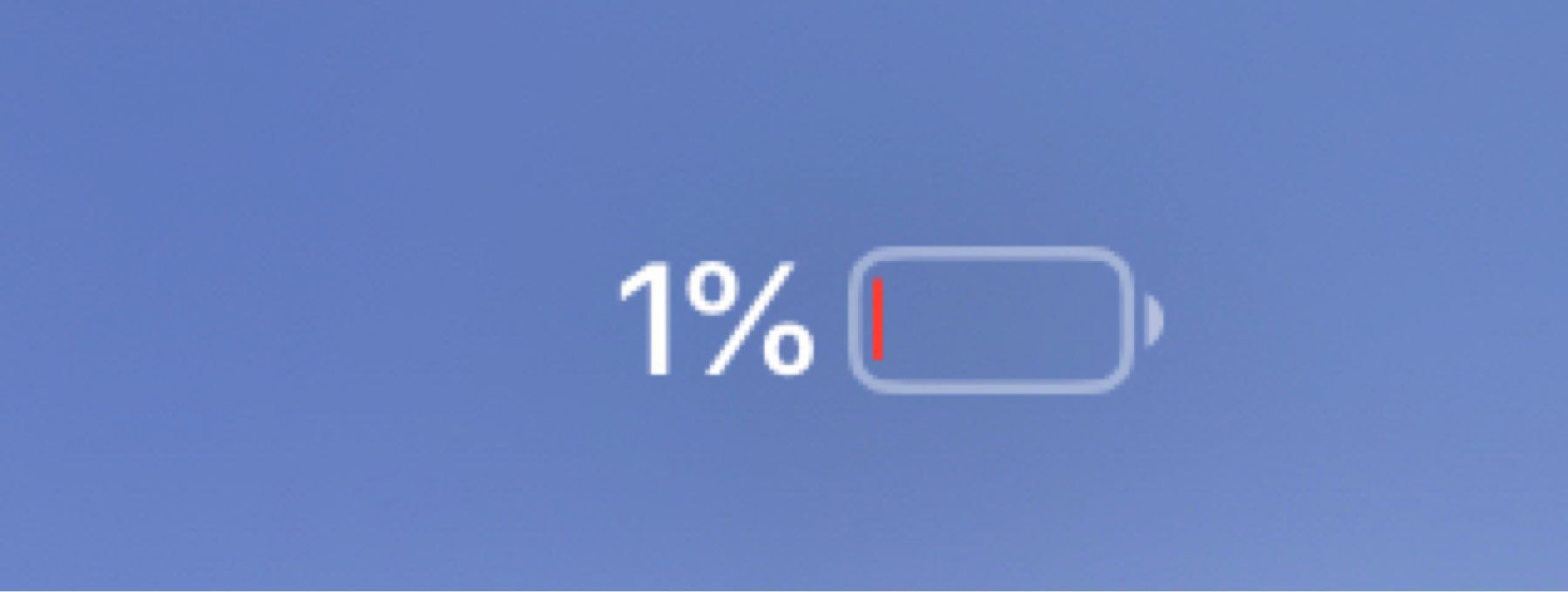 My battery showing 1%, just before Inplugged it in. 