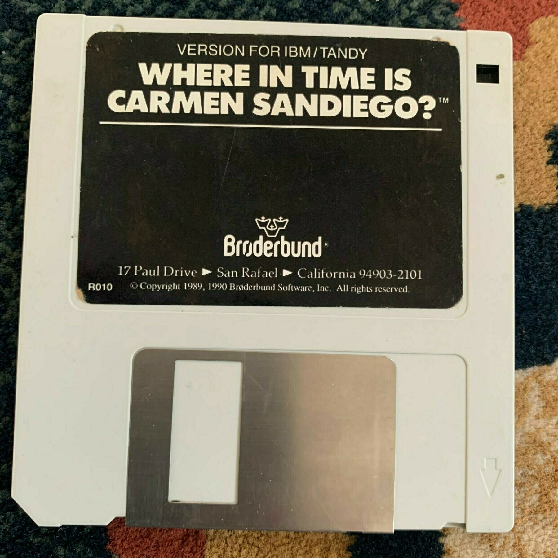 The floppy disk for Where in Time is Carmen Sandiego