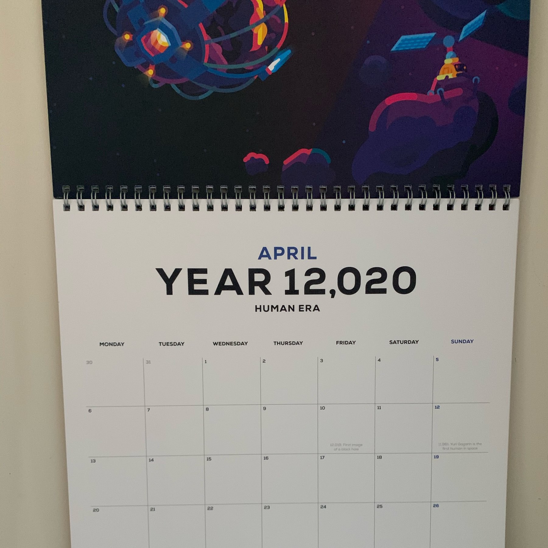 The calendar on my desk, proudly showing April 12,020
