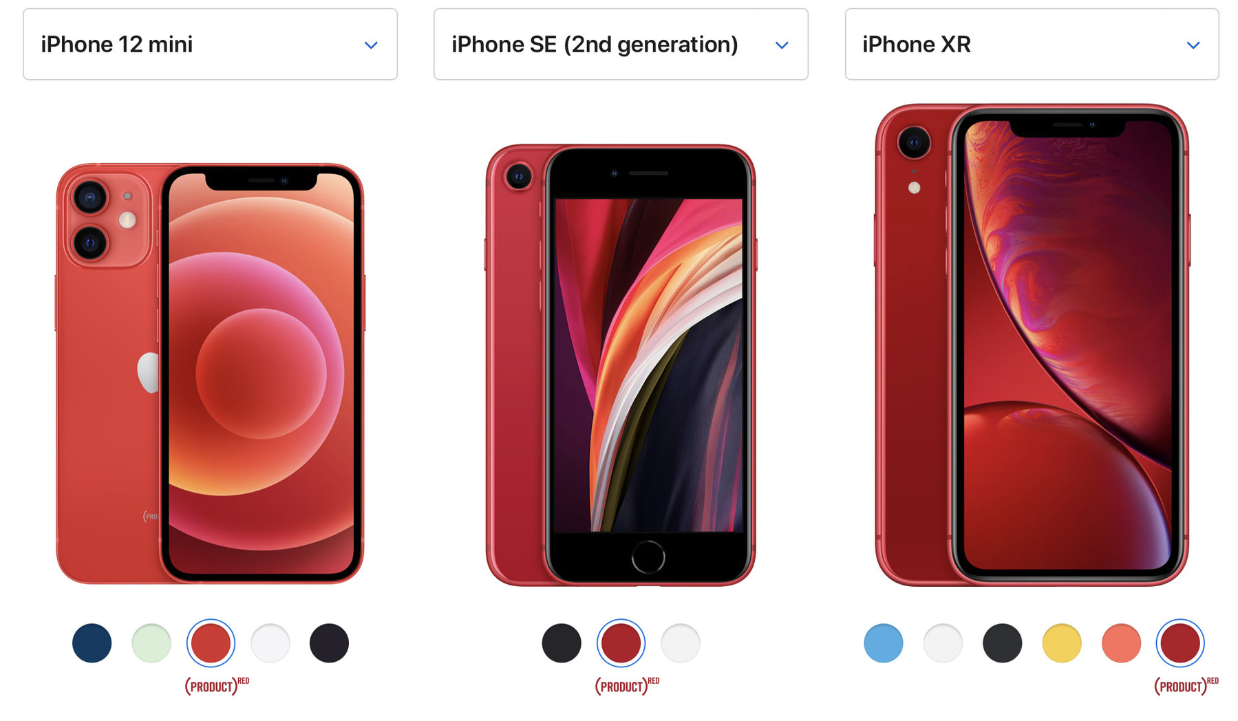 the iphone Xr, SE 2 and 12 mini is Product Red colours. the newer the phone, the closer to orange it is. 