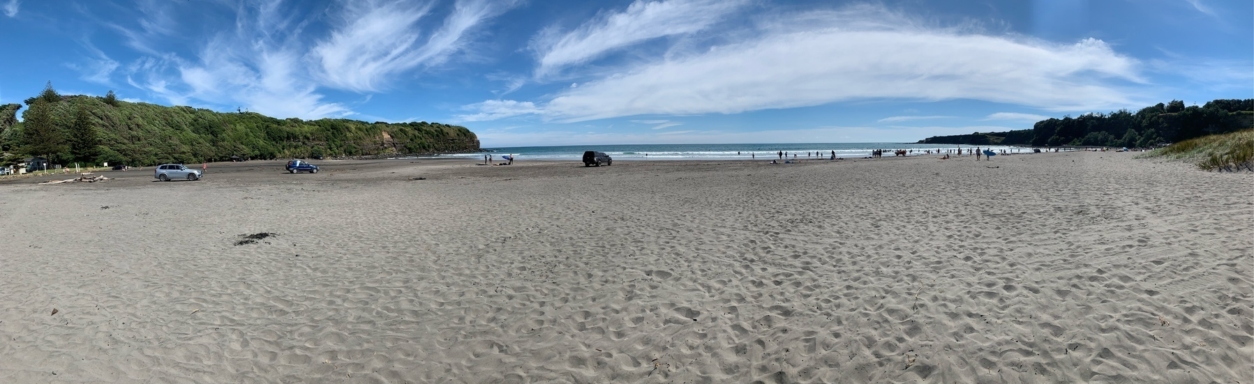 Ōpunake beach from the beach itself, looking out to the ocean water of the South Taranaki Bight
