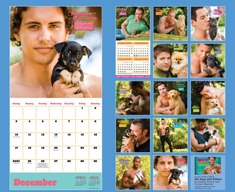 Guys with animals calendar - back