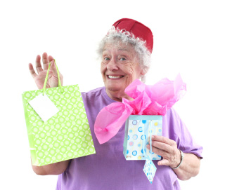 Christmas Shopping - Photograph of Older Lady