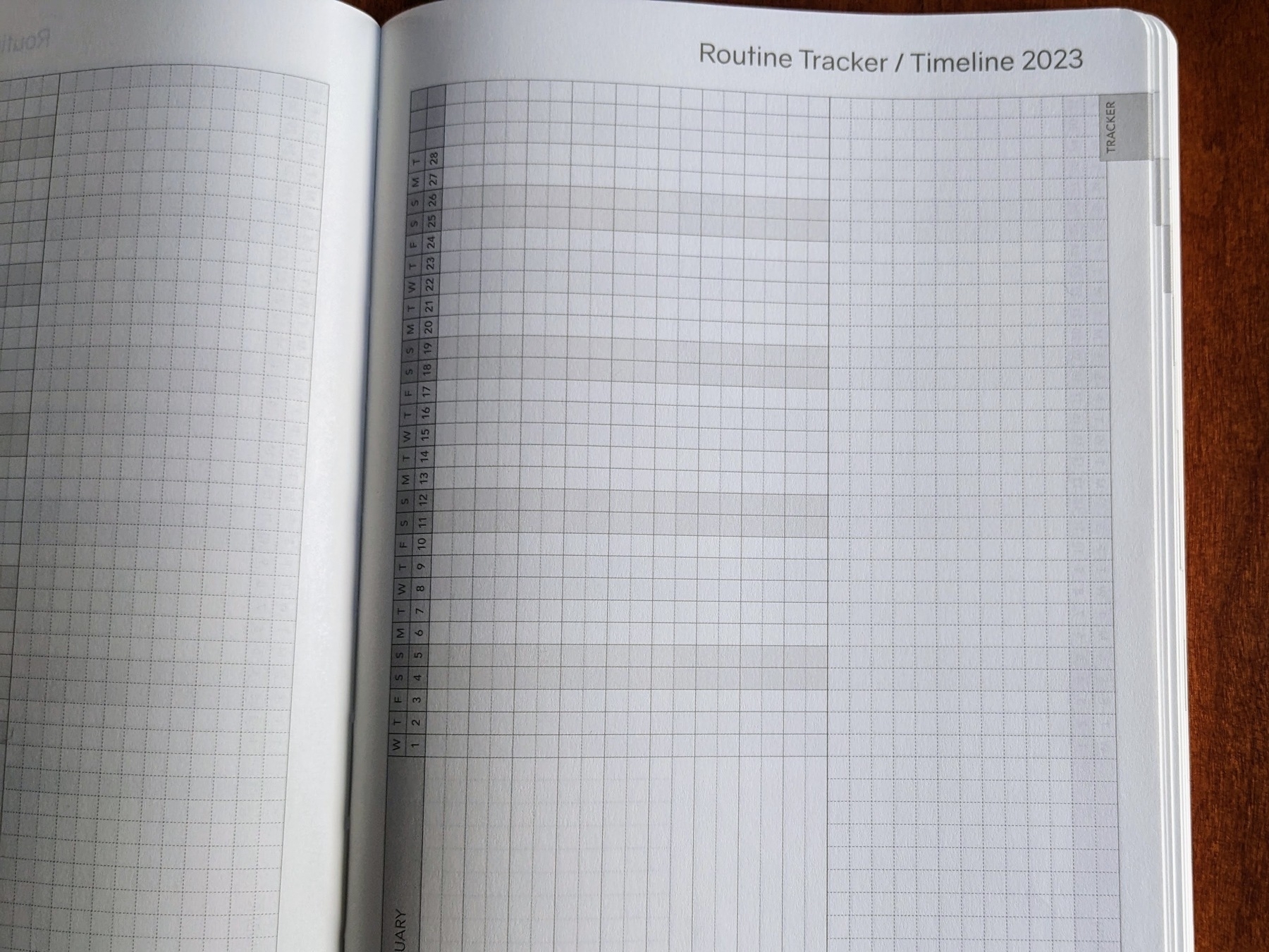 routine  tracking layout in a paper planner