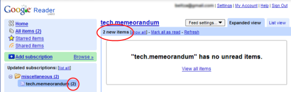 Google reader telling me that there are no unread items, while there are 2 new articles