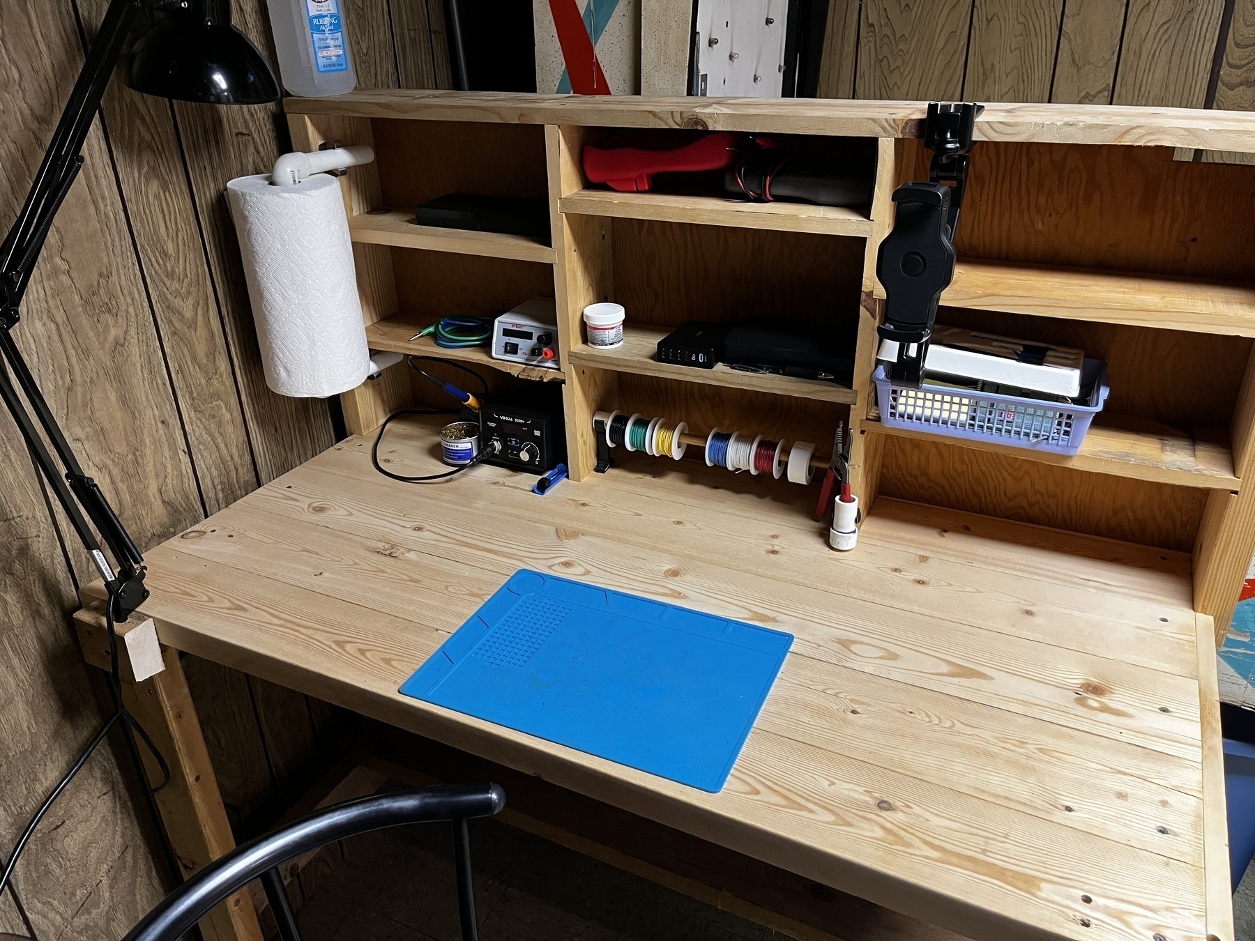 photo of entire electronics workbench