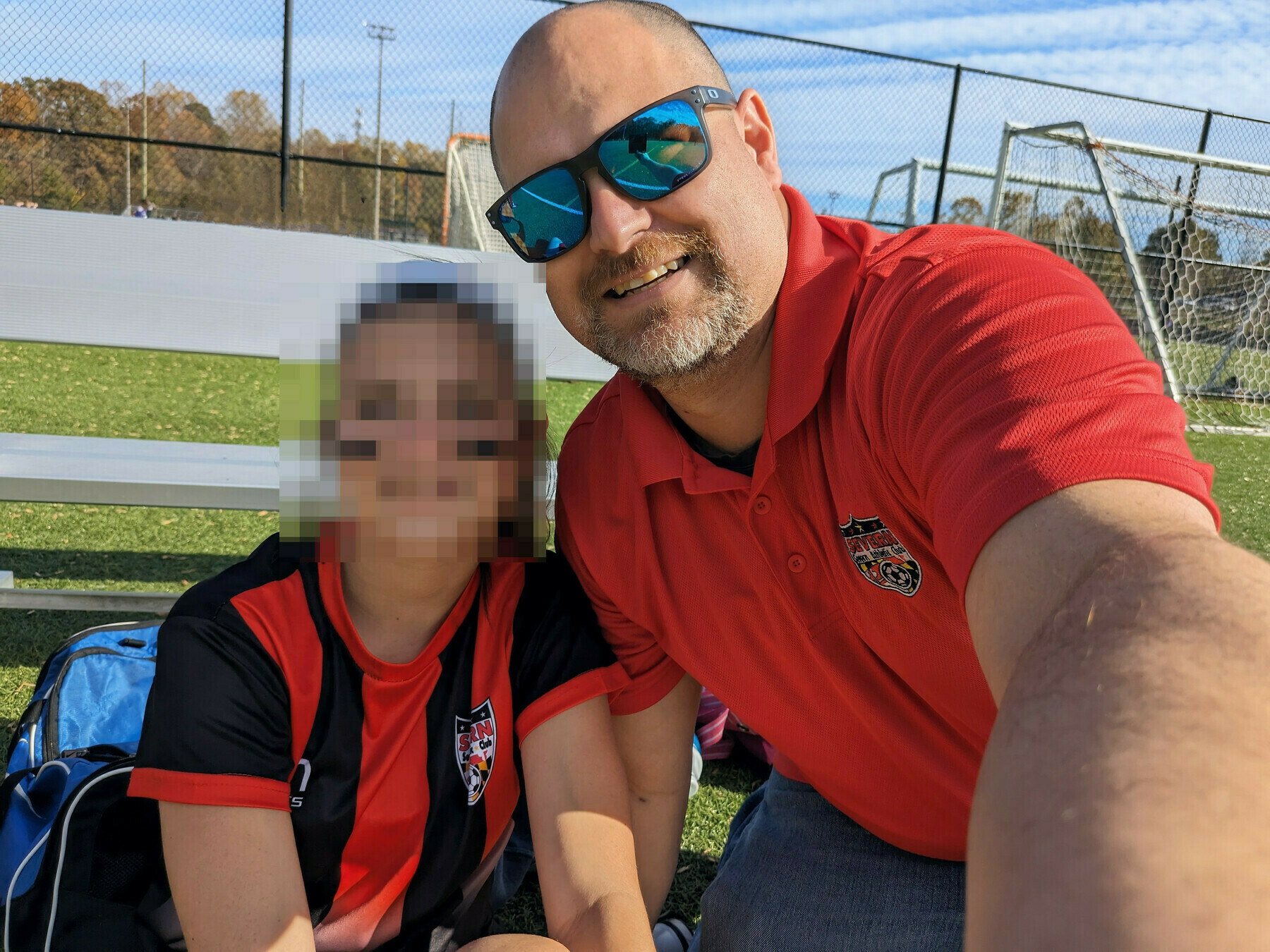 My daughter and I at our last soccer game of the season.