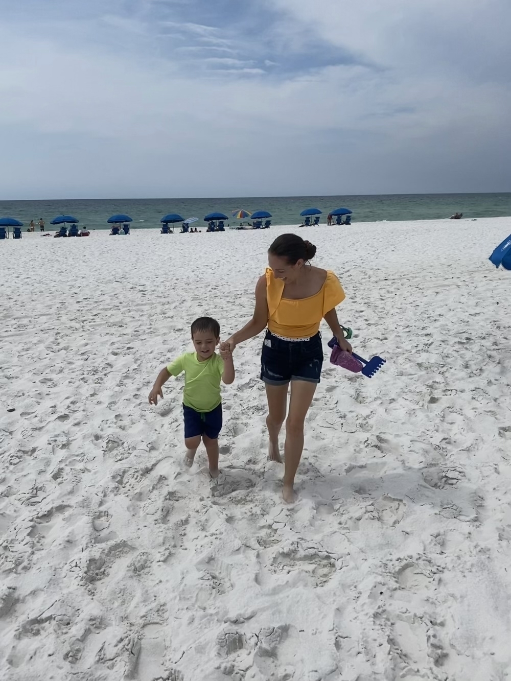 Kalena and son at beach
