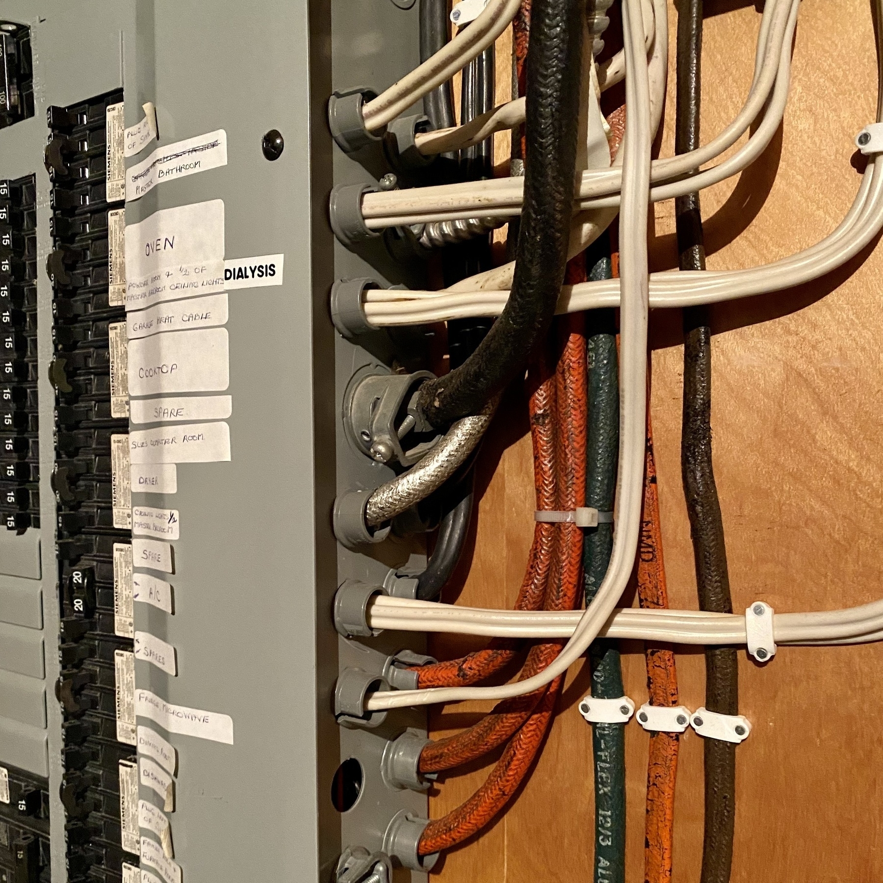 Residential circuit breaker with a maze of wires