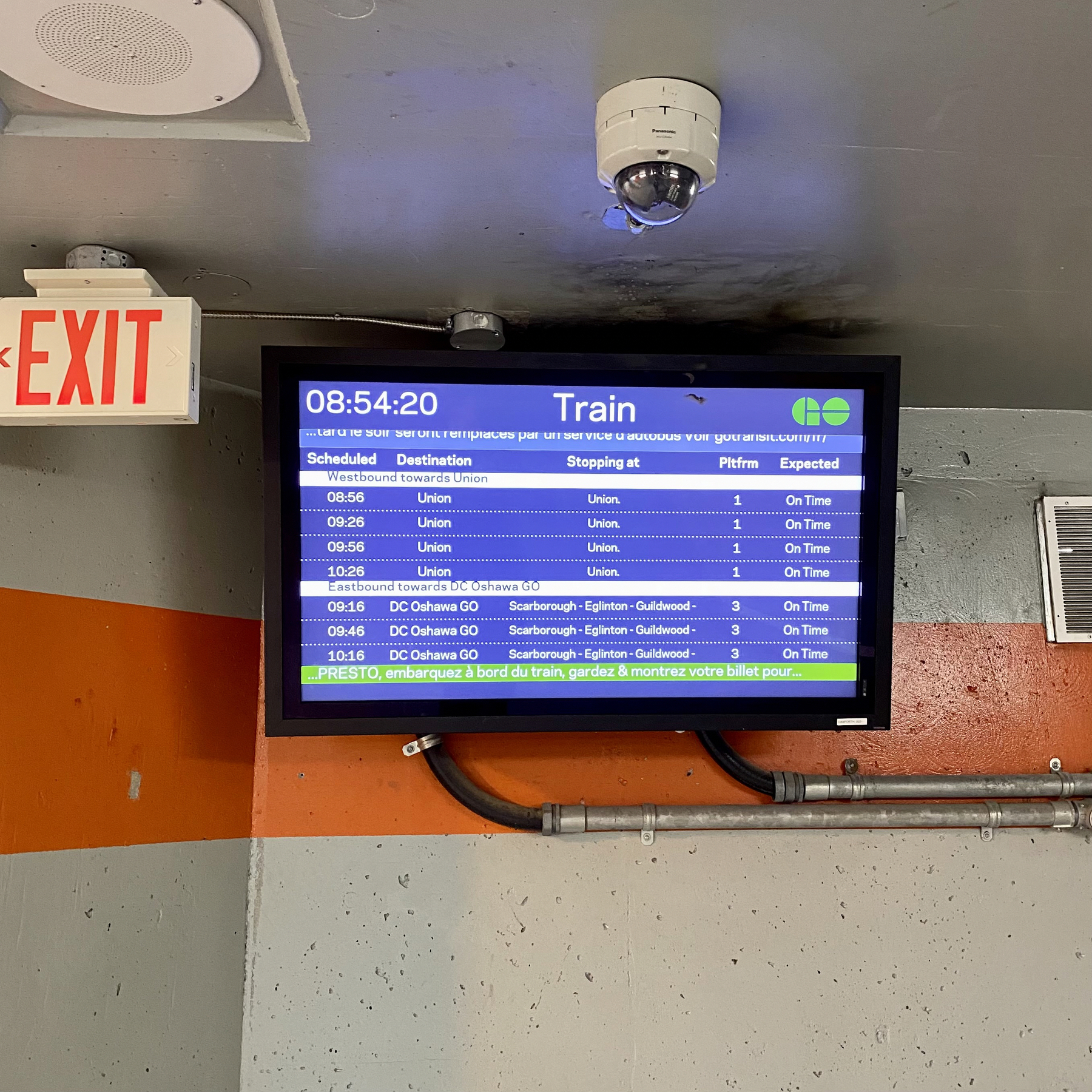 Schedule arrivals board for commuter train