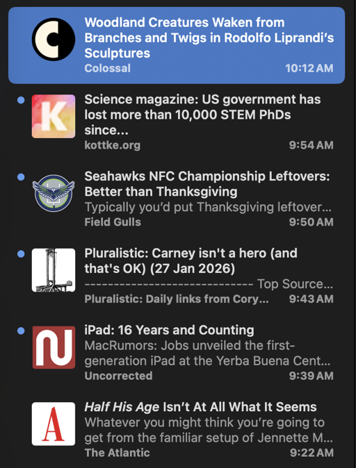Feed images appear in a timeline in NetNewsWire.