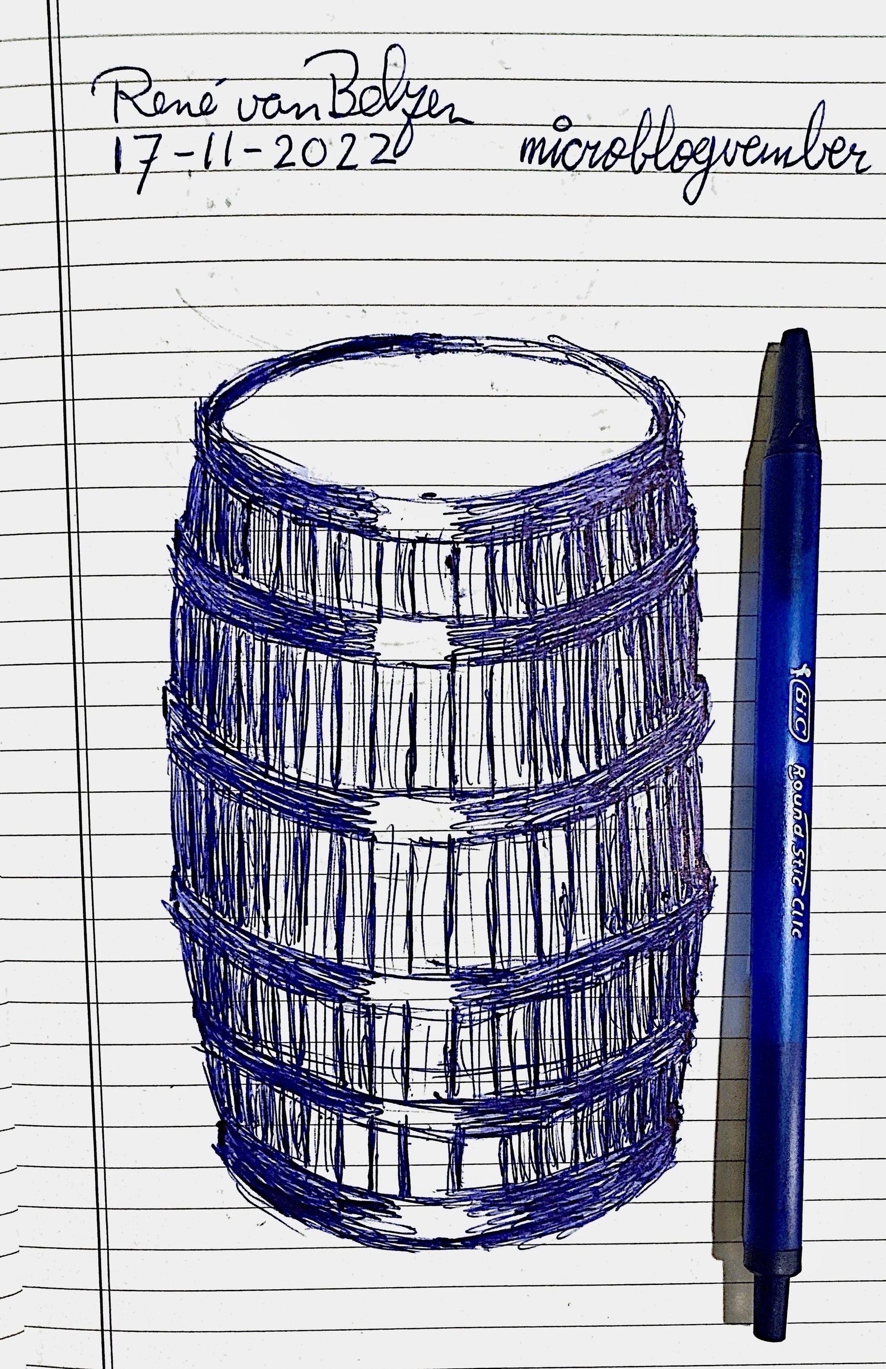 ballpoint sketch of a barrel