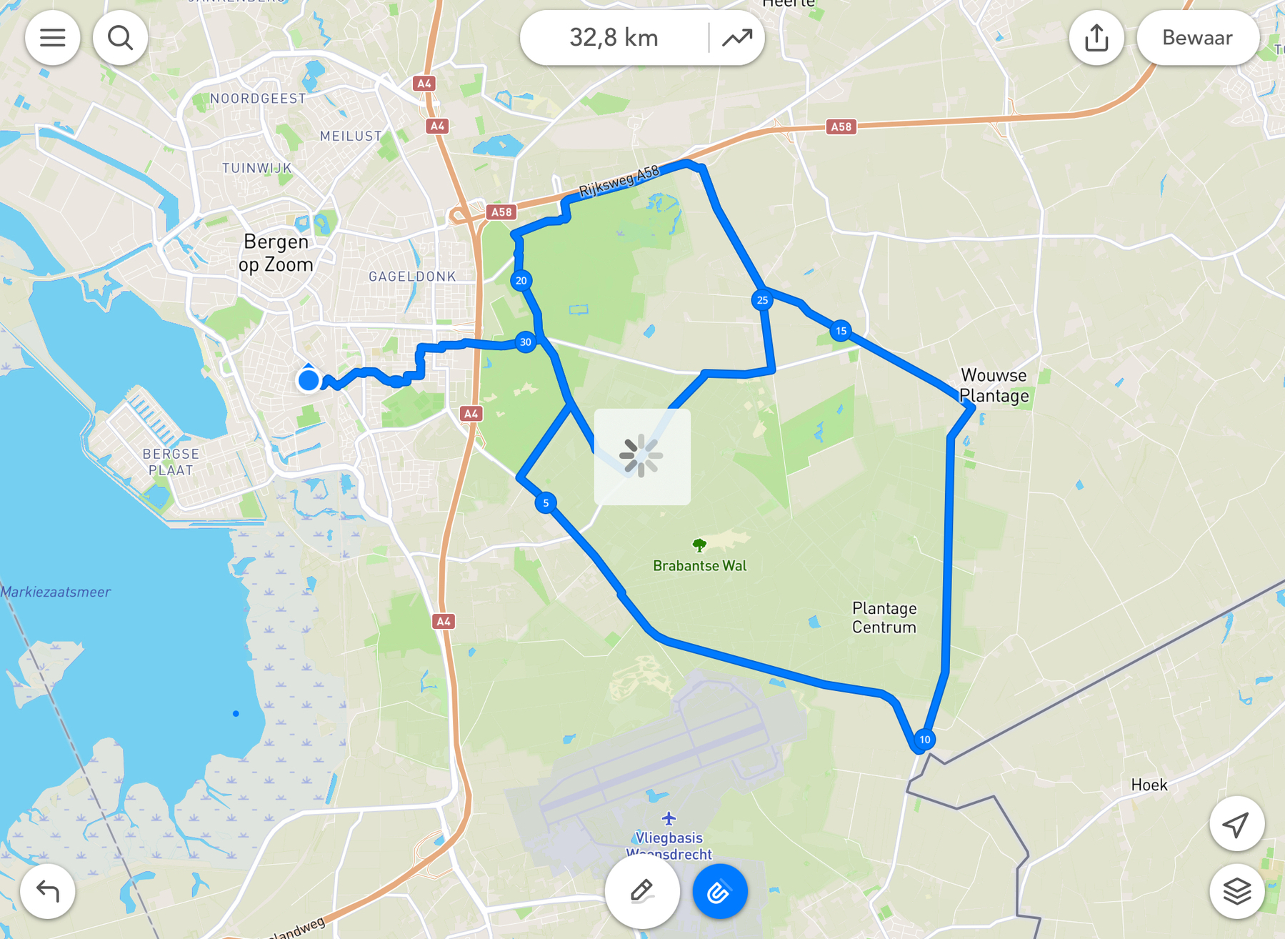 map of my run over 32 km with two overlapping loops