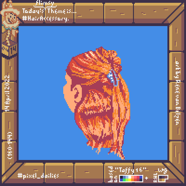 pixel art hairdo from behind with hair clip
