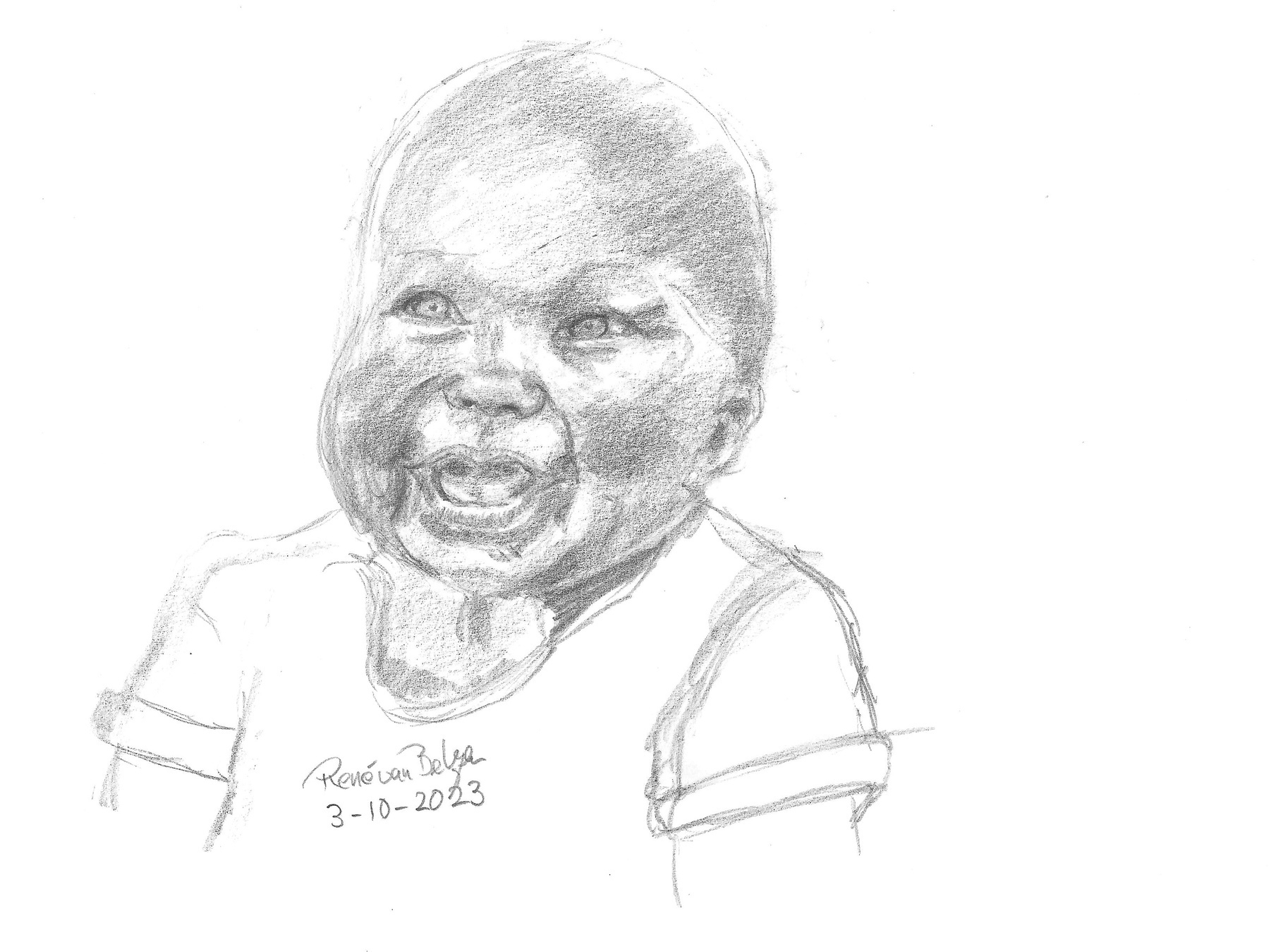 portrait drawing of a baby girl