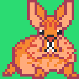 32 by 32 pixel art drawing of a brown rabbit