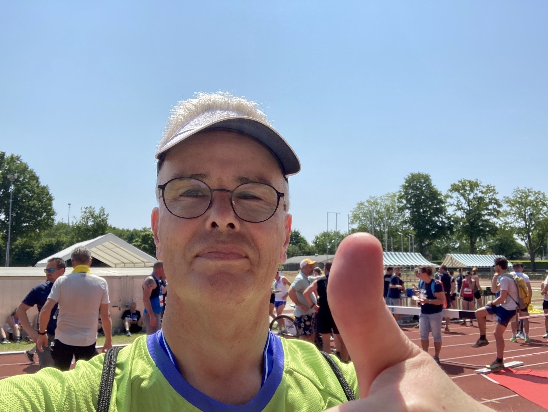 I put my thumb up after I finished at the track and field club
